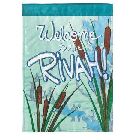 DICKSONS 29 x 42 in. Flag Double Applique Welcome To The Rivah Polyester - Large M001128